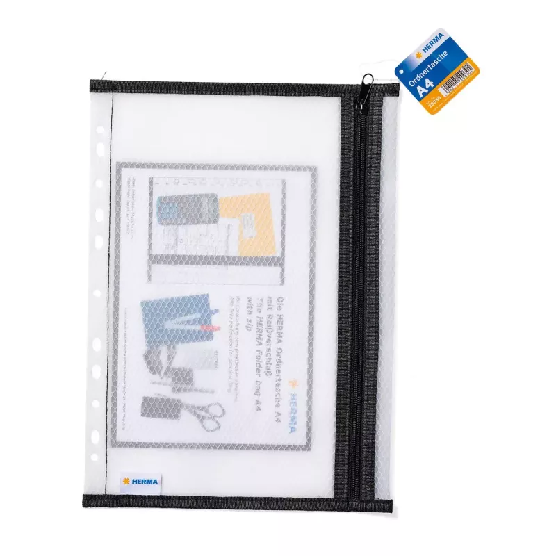 Läpinäkyvä tasku HERMA A4 musta EVA-materiaali 230x320mm