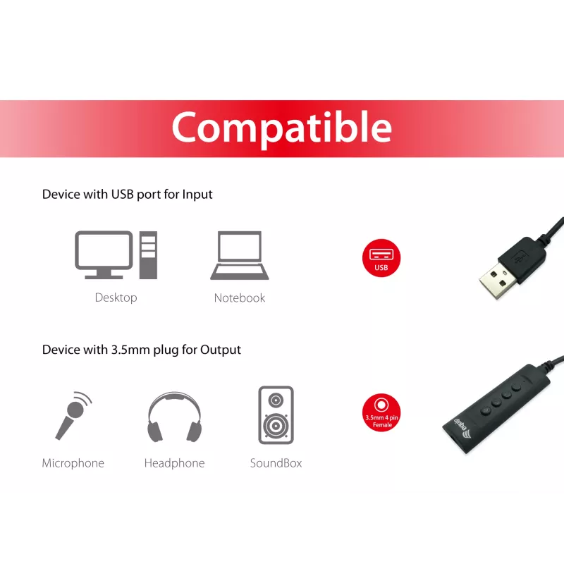 Ohjaussovitin Equip USB-äänikaapeliadapteri 245321