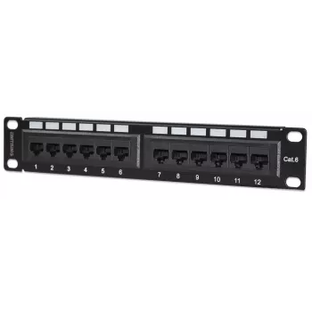 Intellinet patch-paneeli, Cat6, 10 tuuman, UTP, 1U, 12-porttinen, musta