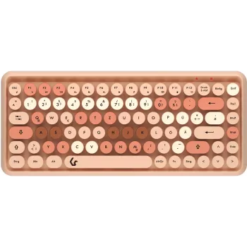 KeySonic KSKM-5200M-RF (DE) näppäimistö hiiri sisältyy toimisto RF langaton QWERTZ saksa beige, ruskea, pinkki