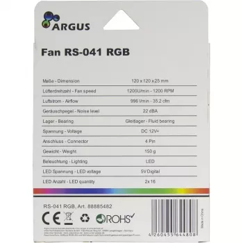 Tuuletin Inter-Tech RS-041 RGB 12 cm musta