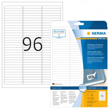 Uudelleenirrotettavat tarrat HERMA 63,5x8,5 mm 2400 kpl