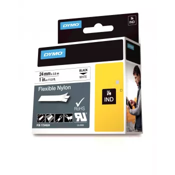 DYMO IND joustava nylon, musta valkoisella, monivärinen, nylon, -10 - 80 °C, UL 969, DYMO