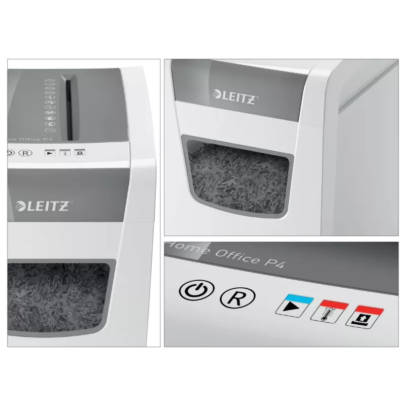 Leitz IQ ohut kotitoimiston silppuri P4, ristileikkaus, 22 cm, 4 x 28 mm, 23 L, 225 arkkia, 58 dB