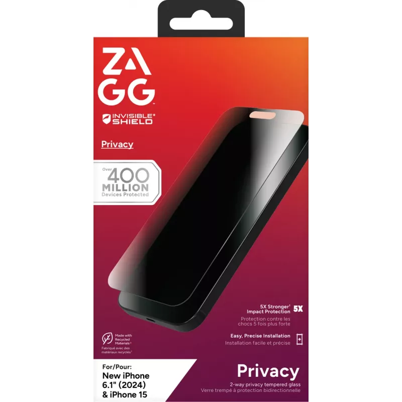 InvisibleShield Glass Elite Privacy Apple iPhone 16/15 -näyttö