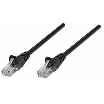Intellinet verkkopatch-kaapeli, Cat5e, 10 m, musta, CCA, U/UTP, PVC, RJ45, kullatut kontaktit, taittosuoja, vedonpoisto, elinikäinen takuu