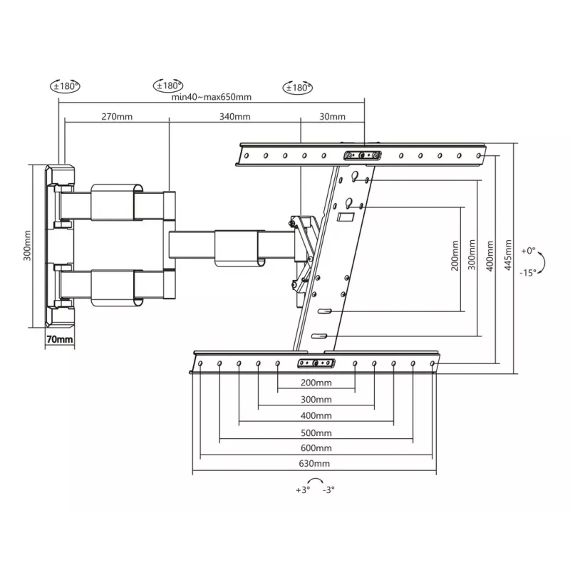 Asennusvarsi Multibrackets M VESA Flexarm Thin musta