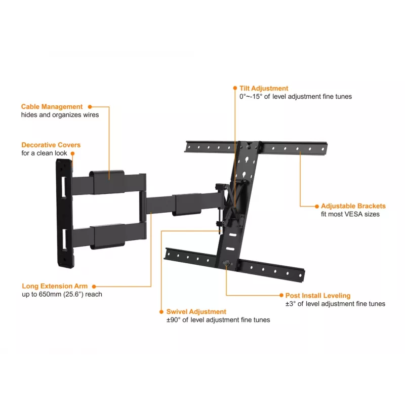 Asennusvarsi Multibrackets M VESA Flexarm Thin musta