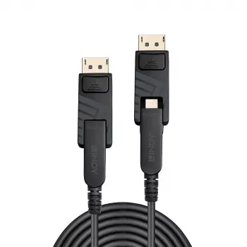Lindy 100m kuituoptinen hybridi Mini DisplayPort 1.4 -kaapeli irrotettavilla DP-liittimillä