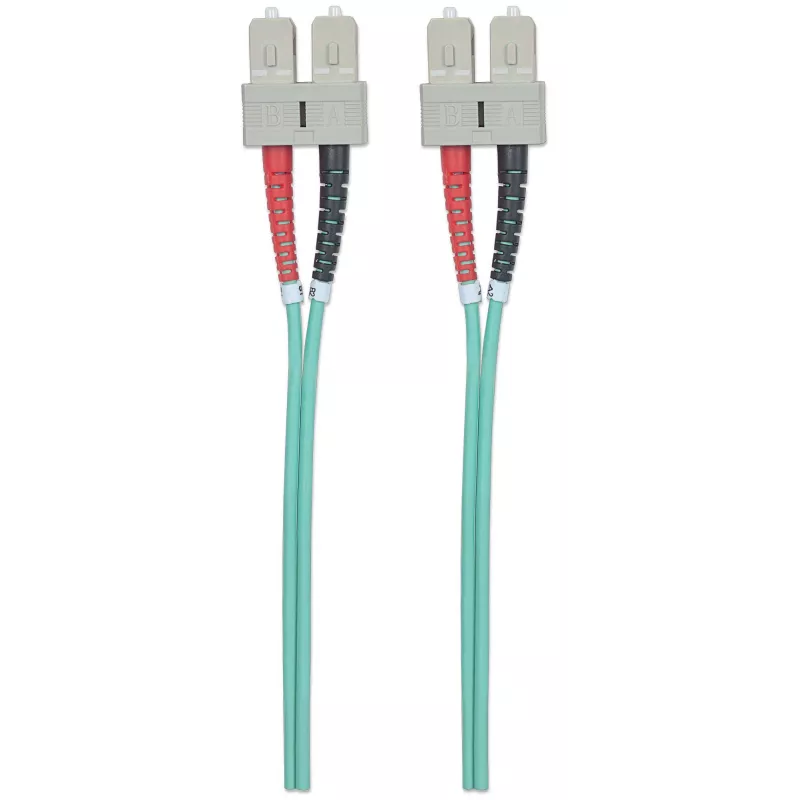 Intellinet kuitu-patch-kaapeli, OM3, SC/SC, 1 m, aqua, duplex, multimode, 50/125 µm, LSZH, kuitu, elinikäinen takuu