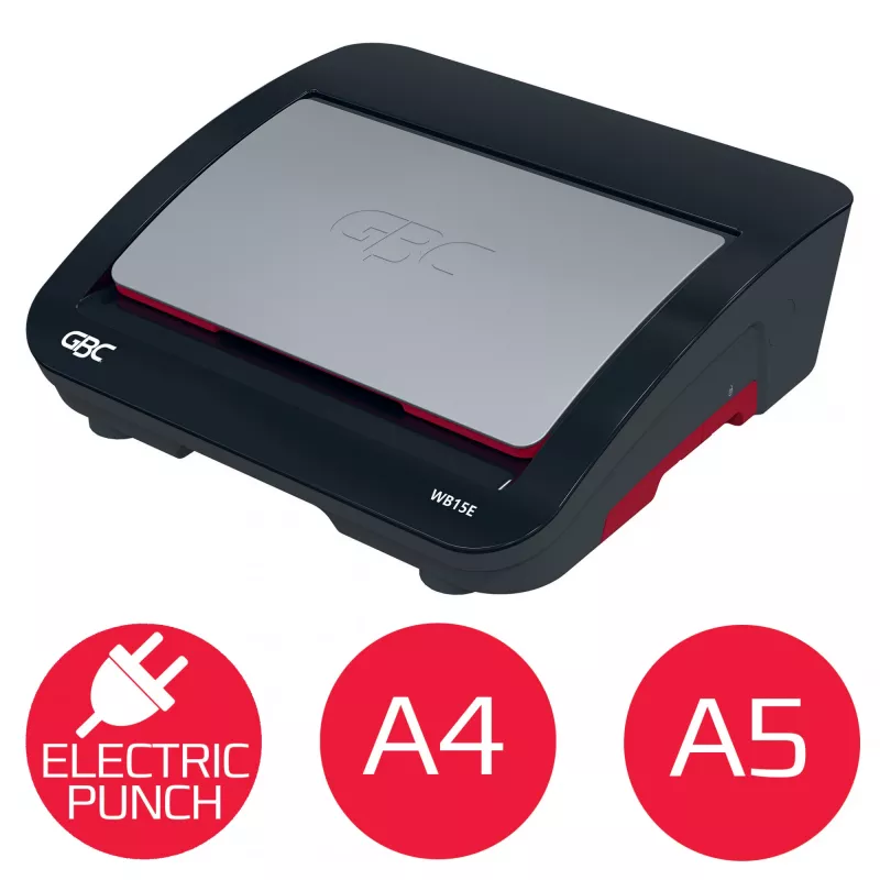 GBC WireBind® WB15E sähköinen sidontakone, lankasidontakone, sähköinen, 125 arkkia, musta, punainen