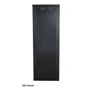 Intellinet 19 tuuman verkkokaappi – vapaasti seisova (Basic), 32HE, 600 x 800 mm (leveys x syvyys), musta, Flatpack, enintään 600 kg, yhden pisteen oven lukko, yksi lukko per sivuseinä, käytettävissä oleva syvyys 123–573 mm, rack, IP20, teräs