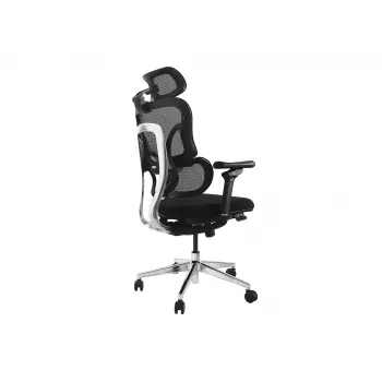 Ergonominen toimistotuoli EQUIP 651053 niskatuella ja käsinojilla, verkkoselkänoja, pehmustettu istuin, korkeussäädettävä 117–135 cm, leveys 660 mm, musta