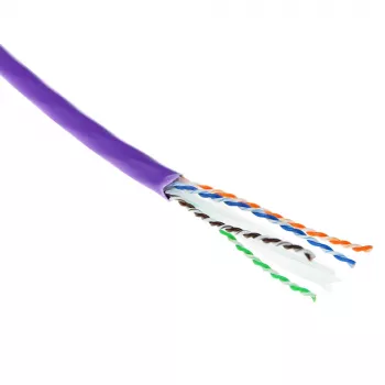 ACT Cat 6A U/UTP solid installation -kaapeli, LSZH, CPR euroclass ECA 23AWG, violetti 500 metriä