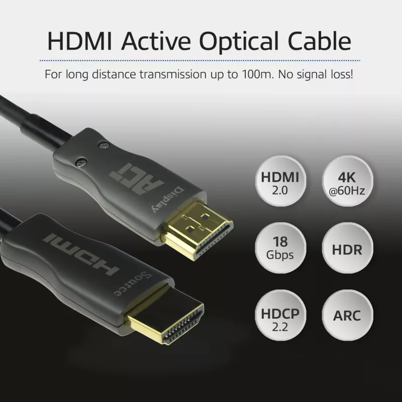 ACT 50 metrin HDMI Premium 4K aktiivinen optinen kaapeli v2.0 HDMI-A uros – HDMI-A uros