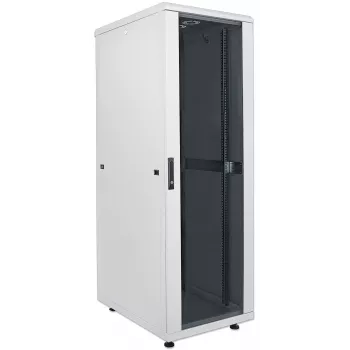 Intellinet 19 tuuman verkkokaappi – vapaasti seisova, 26HE, 600x600 mm (leveys x syvyys), harmaa, Flatpack, enintään 1500 kg, monipistelukko, yksi lukko kummassakin sivupaneelissa, käytettävä syvyys 123–373 mm, IP20, räkki, teräs