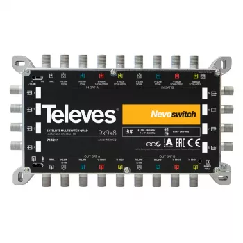 Televes MS 98NCQ (714201) aktiivinen multiswitch, 9 tuloa, 8 lähtöä