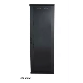 Intellinet 19 tuuman verkkokaappi – vapaasti seisova (Basic), 22HE, 600x800mm (leveys x syvyys), musta, Flatpack, max. 600kg, yhden pisteen ovilukko, yksi lukko per sivuseinä, käytettävä syvyys 123–573 mm, rack, IP20, teräs