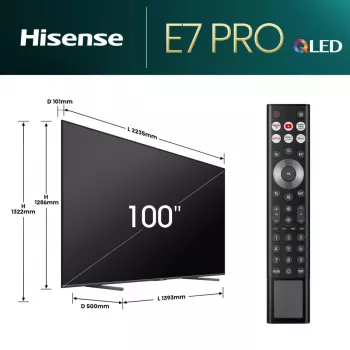 Hisense 100E77NQ PRO 2,54 m (100 tuumaa) 4K Ultra HD Smart-TV Wi-Fi musta 500 cd/m²