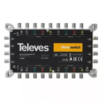 Televes MS98C (714601) kaskadoitava multiswitch, 9 tuloa, 8 lähtöä
