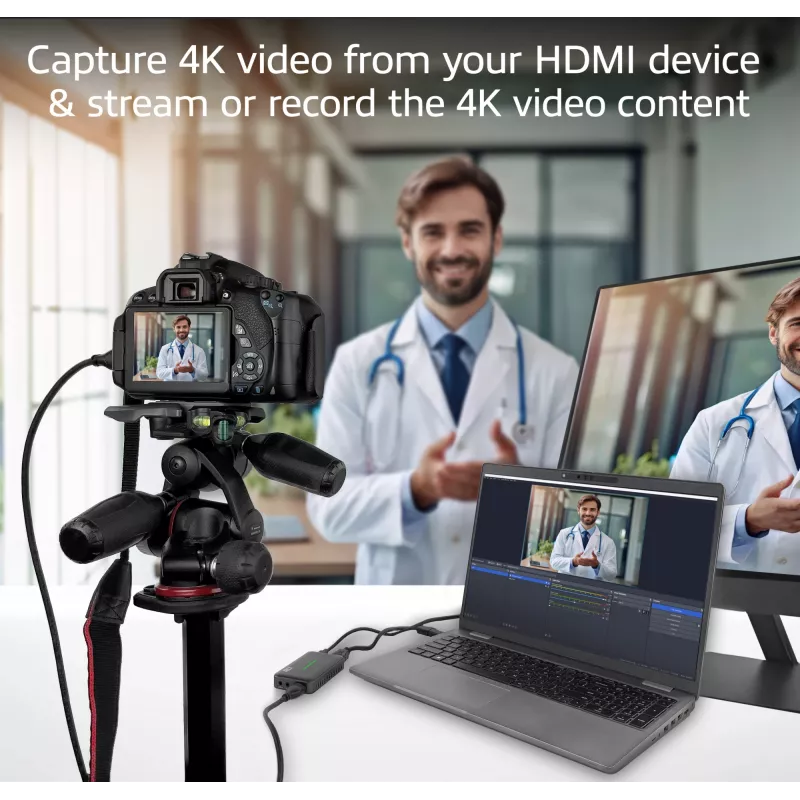 ACT USB-C -videokaappauskortti, HDMI 4K@60Hz läpivienti, 4K@30Hz tallennus