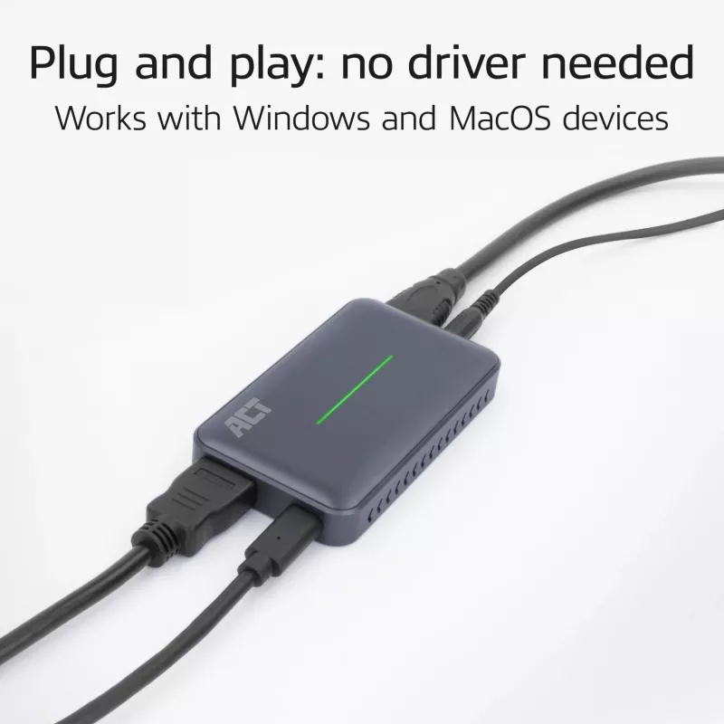 ACT USB-C -videokaappauskortti, HDMI 4K@60Hz läpivienti, 4K@30Hz tallennus