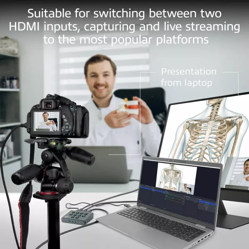 ACT Dual HDMI -tulo USB-C-videoswitch 60Hz harmaa