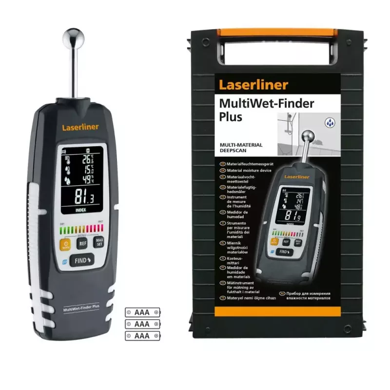 Laserliner MultiWet-Finder Plus elektroninen kosteusmittari musta valkoinen digitaalinäyttö