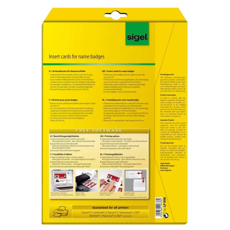 Irrotettava tarra Sigel LP898 100 kpl