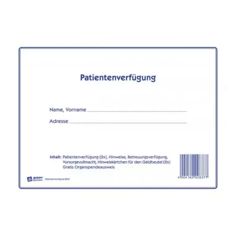Rekisteripaperi Avery 2837