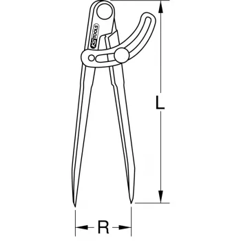 Jakopiirrin KS Tools 300.0416 ruostumaton teräs 200 mm pituus 150 mm