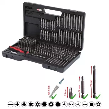 Ruuvitalttakärkisarja KS Tools 911.2008 208 kpl nikkeli DIN 3126 ISO 1173