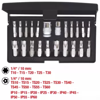 Hylsyavainsarja KS Tools 911.3120 — 22 teräksistä hylsyä, 432 g
