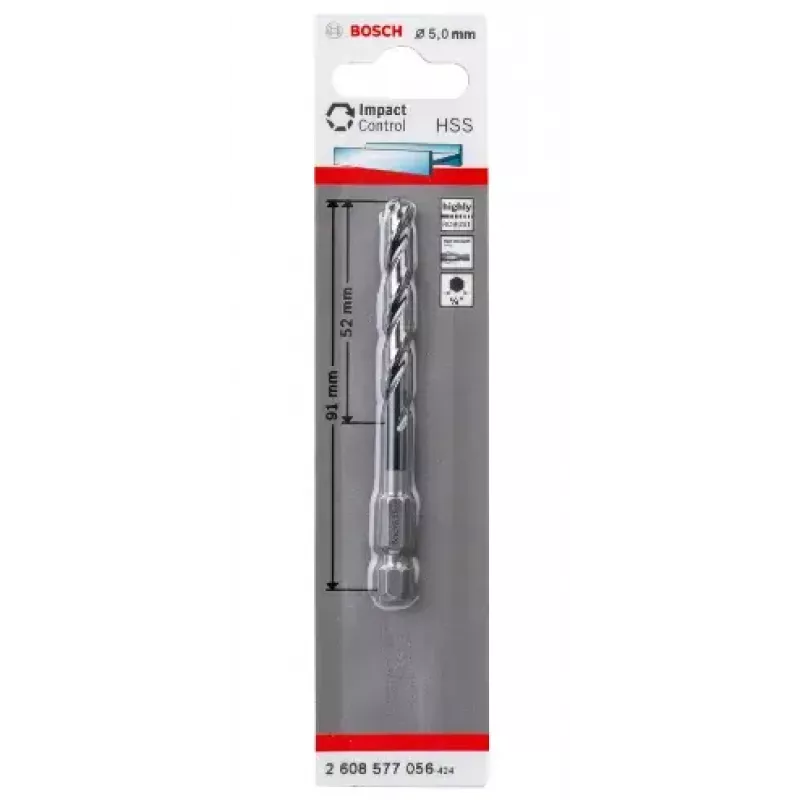 Bosch 2608577056 Metalliporanterä 5 mm, kokonaispituus 91 mm