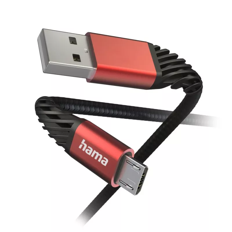 Hama Extreme USB-kaapeli USB 2.0 1,5 m USB A - Micro-USB B musta, punainen