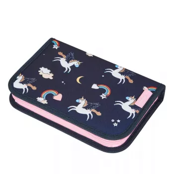 Herlitz Dreamy Unicorn täytetty penaali, 19 osaa, tummansininen