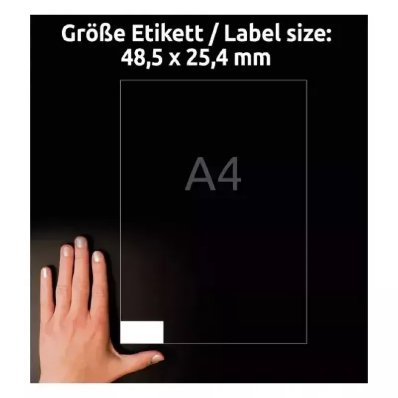 Itseliimautuva tulostustarra Avery LR3657-10 valkoinen 2,54x4,85 cm 400 kpl
