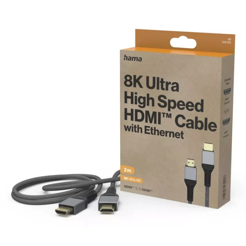 Hama 00305150 HDMI-kaapeli 2 m HDMI Type-A (standardi) musta, harmaa