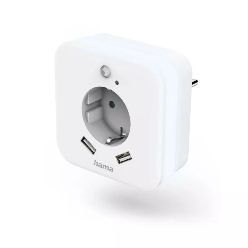 Hama 00223498 LED-yövalo pistorasialla, 2 USB-lähtöä, liike- ja valotunnistin