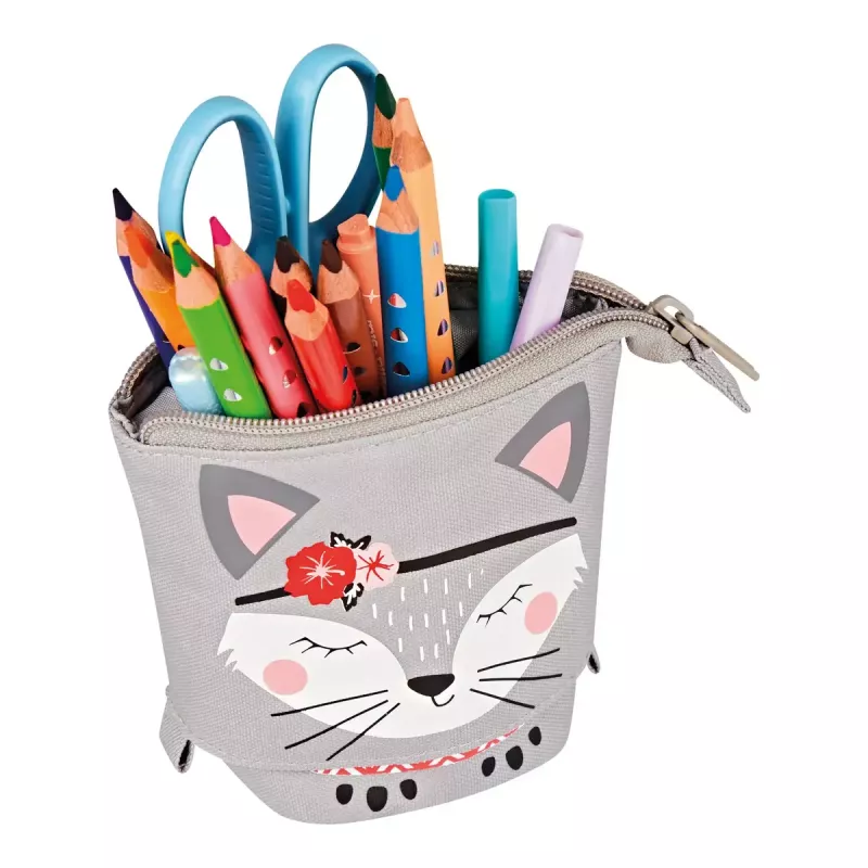 Pehmeä penaali Herlitz Kitty polyesteri harmaa pinkki valkoinen