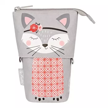 Pehmeä penaali Herlitz Kitty polyesteri harmaa pinkki valkoinen