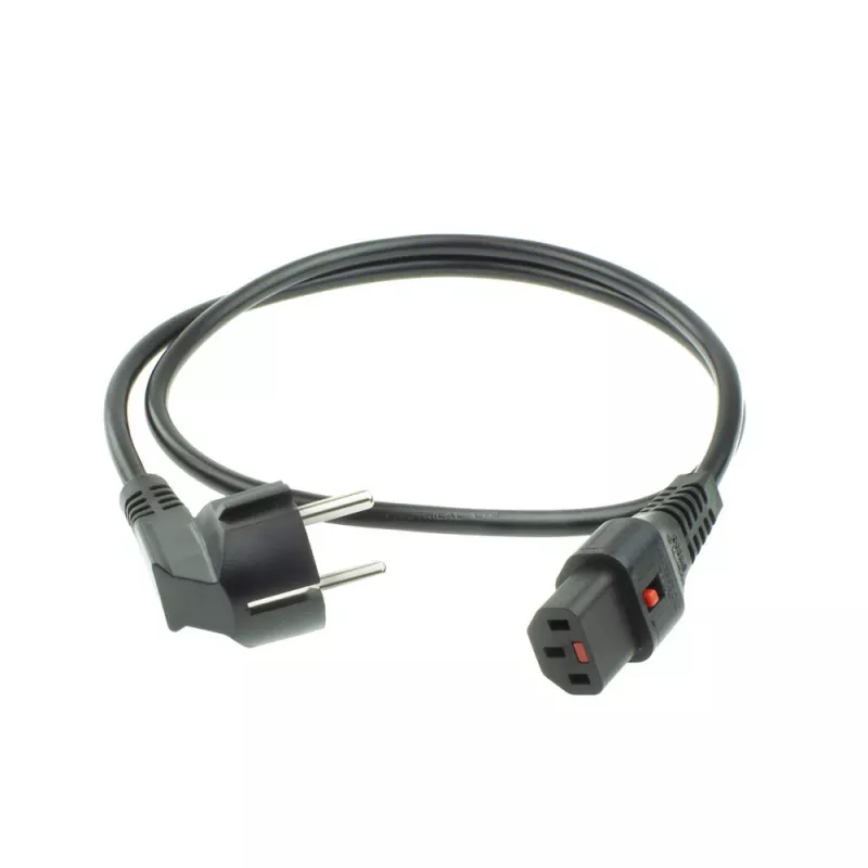 ACT virtakaapeli CEE 7/7 pistoke (kulma) - C13 IEC Lock musta 2 m, EL182S, 5 kpl:n pakkaus