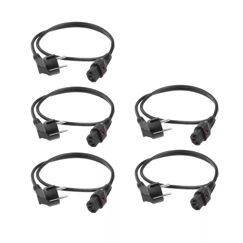ACT virtakaapeli CEE 7/7 pistoke (kulma) - C13 IEC Lock musta 2 m, EL182S, 5 kpl:n pakkaus