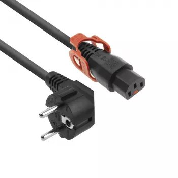 ACT virtakaapeli CEE 7/7 pistoke (kulma) - C13 IEC Lock+ musta 2 m, EL332S, 5 kpl:n pakkaus