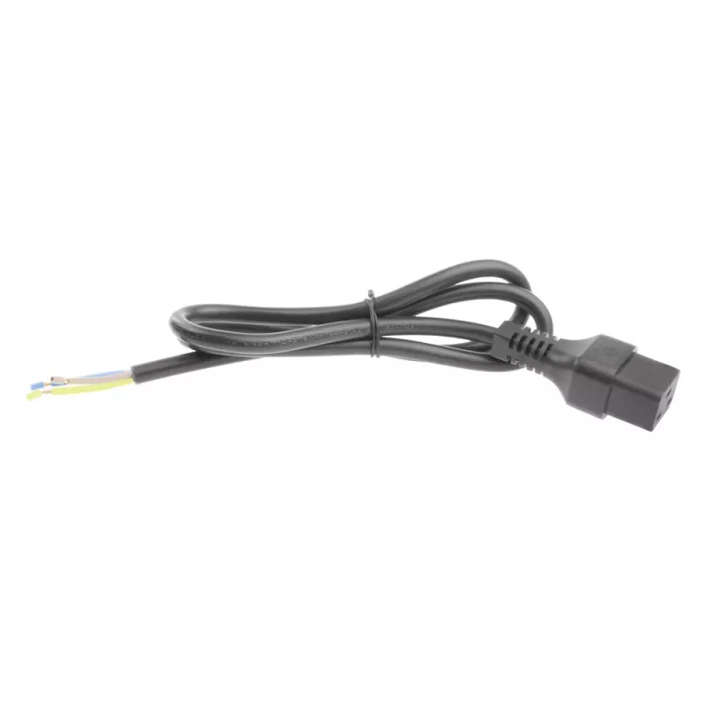 ACT virtakaapeli C19 IEC Lock – avoin pää musta 2 m, PC1174, 5 kpl:n pakkaus