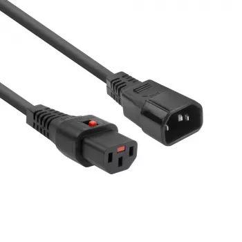 ACT virtakaapeli C13 IEC Lock - C14 musta 2 m, PC1021, 5 kpl:n pakkaus