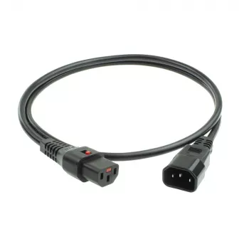 ACT virtakaapeli C13 IEC Lock - C14 musta 2 m, PC1021, 5 kpl:n pakkaus