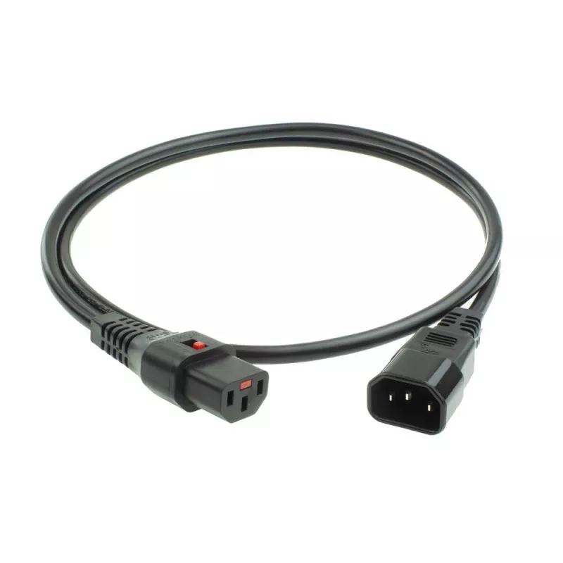 ACT virtakaapeli C13 IEC Lock - C14 musta 2 m, PC1021, 5 kpl:n pakkaus