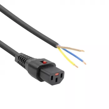 ACT virtakaapeli C13 IEC Lock - avoin pää musta 2 m, PC1025, 5 kpl:n pakkaus