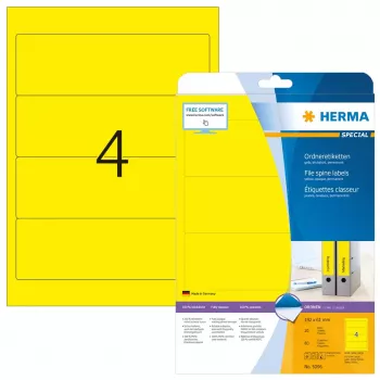 Arkistotarrat HERMA A4 192x61 mm keltainen paperi matta peittävä 80 kpl